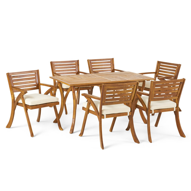 Ajax 5 piece teak online dining set with cushions